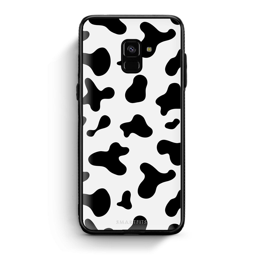 Samsung A8 Cow Print θήκη από τη Smartfits με σχέδιο στο πίσω μέρος και μαύρο περίβλημα | Smartphone case with colorful back and black bezels by Smartfits