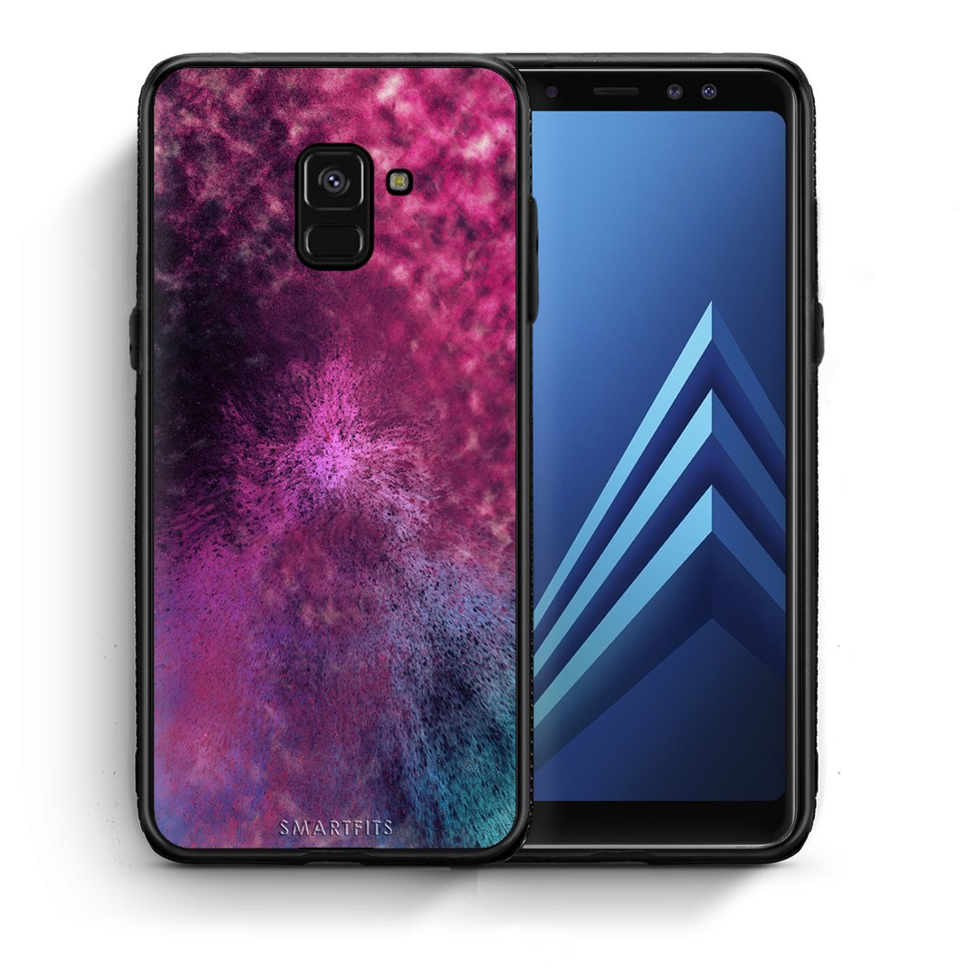 Θήκη Samsung A8 Aurora Galaxy από τη Smartfits με σχέδιο στο πίσω μέρος και μαύρο περίβλημα | Samsung A8 Aurora Galaxy case with colorful back and black bezels