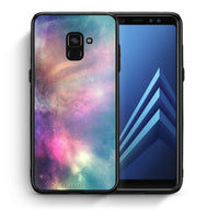 Thumbnail for Θήκη Samsung A8 Rainbow Galaxy από τη Smartfits με σχέδιο στο πίσω μέρος και μαύρο περίβλημα | Samsung A8 Rainbow Galaxy case with colorful back and black bezels