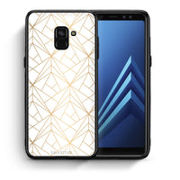 Thumbnail for Θήκη Samsung A8 Luxury White Geometric από τη Smartfits με σχέδιο στο πίσω μέρος και μαύρο περίβλημα | Samsung A8 Luxury White Geometric case with colorful back and black bezels