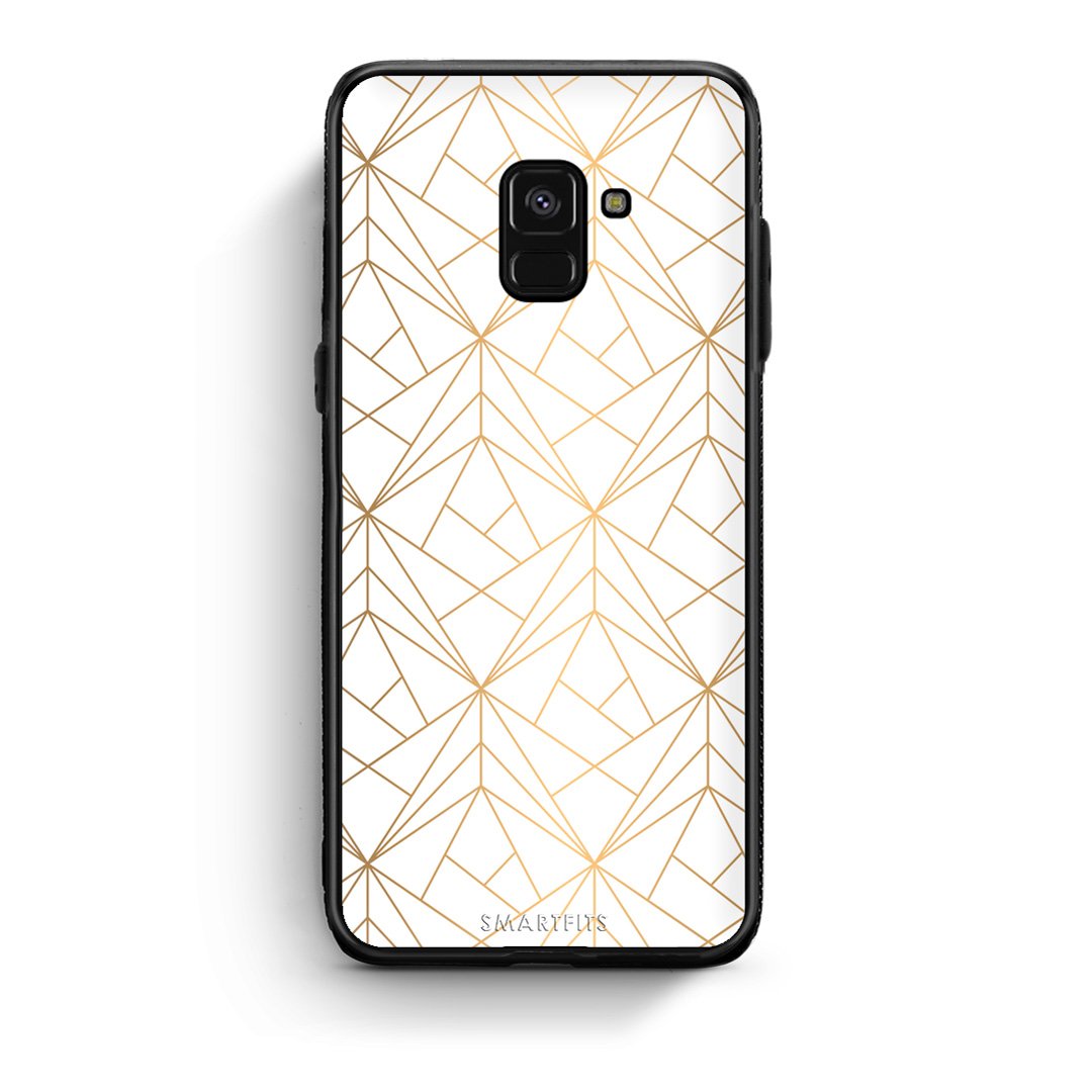 111 - Samsung A8  Luxury White Geometric case, cover, bumper