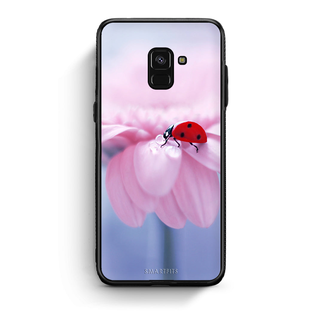 Samsung A8 Ladybug Flower θήκη από τη Smartfits με σχέδιο στο πίσω μέρος και μαύρο περίβλημα | Smartphone case with colorful back and black bezels by Smartfits