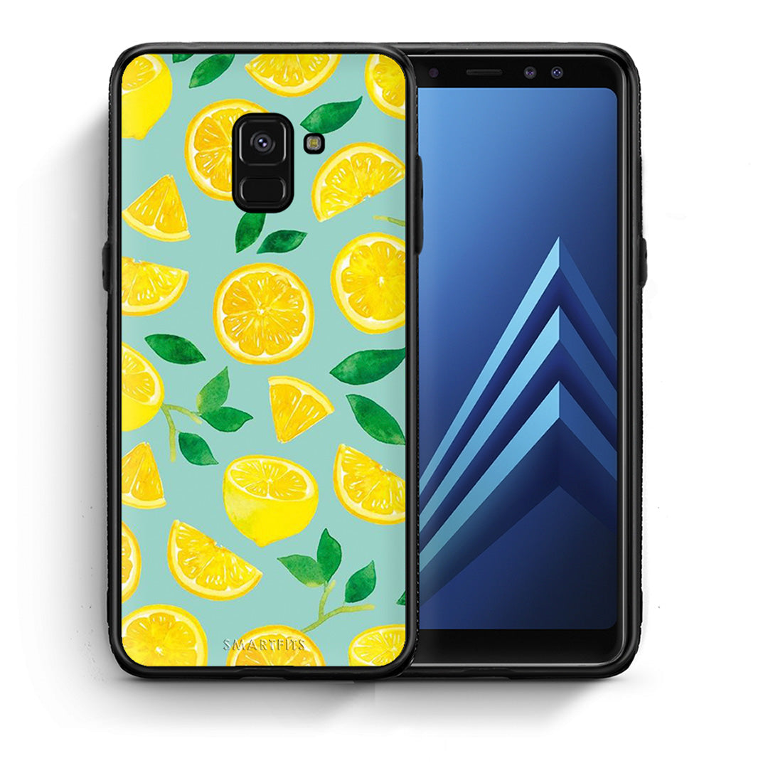 Θήκη Samsung A8 Lemons από τη Smartfits με σχέδιο στο πίσω μέρος και μαύρο περίβλημα | Samsung A8 Lemons case with colorful back and black bezels