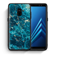 Thumbnail for Θήκη Samsung A8 Marble Blue από τη Smartfits με σχέδιο στο πίσω μέρος και μαύρο περίβλημα | Samsung A8 Marble Blue case with colorful back and black bezels