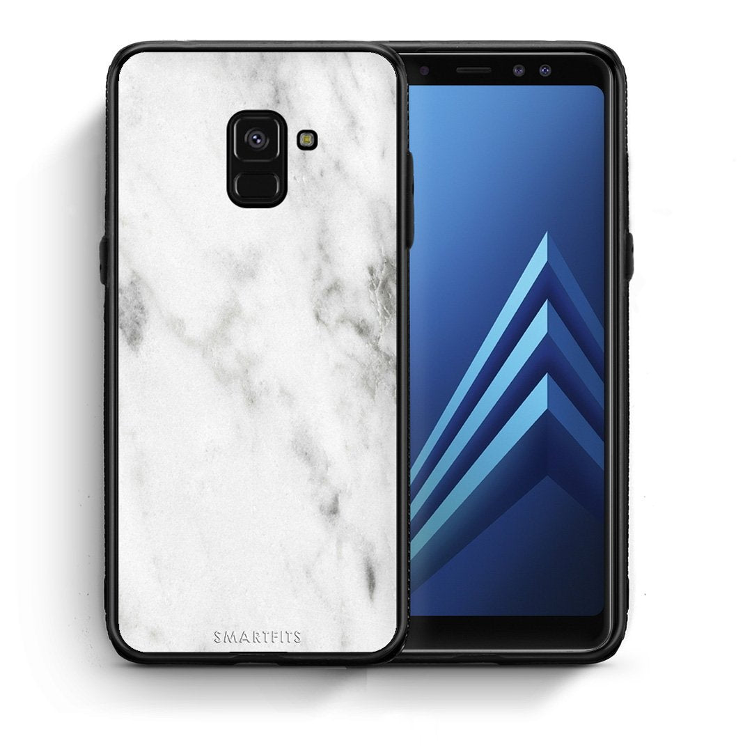 Θήκη Samsung A8 White Marble από τη Smartfits με σχέδιο στο πίσω μέρος και μαύρο περίβλημα | Samsung A8 White Marble case with colorful back and black bezels