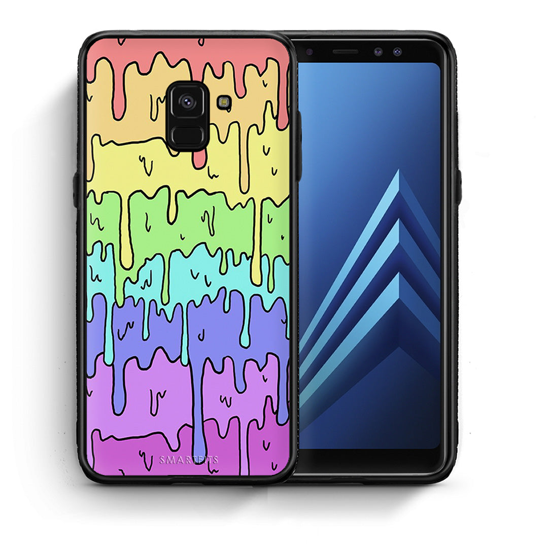 Θήκη Samsung A8 Melting Rainbow από τη Smartfits με σχέδιο στο πίσω μέρος και μαύρο περίβλημα | Samsung A8 Melting Rainbow case with colorful back and black bezels