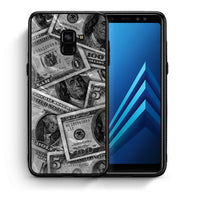 Thumbnail for Θήκη Samsung A8 Money Dollars από τη Smartfits με σχέδιο στο πίσω μέρος και μαύρο περίβλημα | Samsung A8 Money Dollars case with colorful back and black bezels