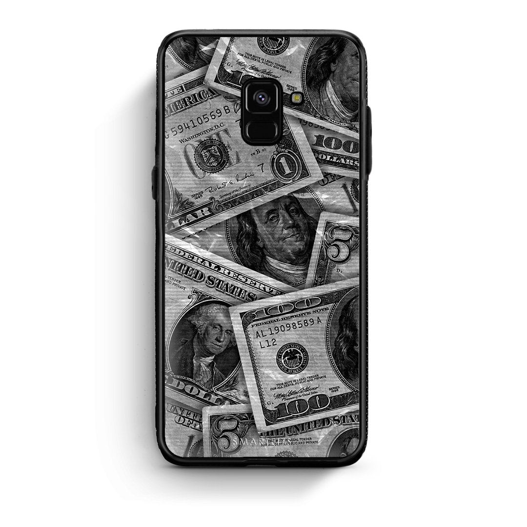 Samsung A8 Money Dollars θήκη από τη Smartfits με σχέδιο στο πίσω μέρος και μαύρο περίβλημα | Smartphone case with colorful back and black bezels by Smartfits