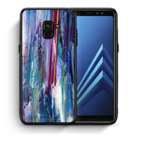 Thumbnail for Θήκη Samsung A8 Winter Paint από τη Smartfits με σχέδιο στο πίσω μέρος και μαύρο περίβλημα | Samsung A8 Winter Paint case with colorful back and black bezels