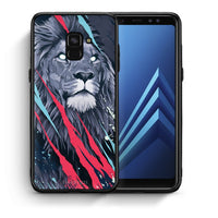 Thumbnail for Θήκη Samsung A8 Lion Designer PopArt από τη Smartfits με σχέδιο στο πίσω μέρος και μαύρο περίβλημα | Samsung A8 Lion Designer PopArt case with colorful back and black bezels