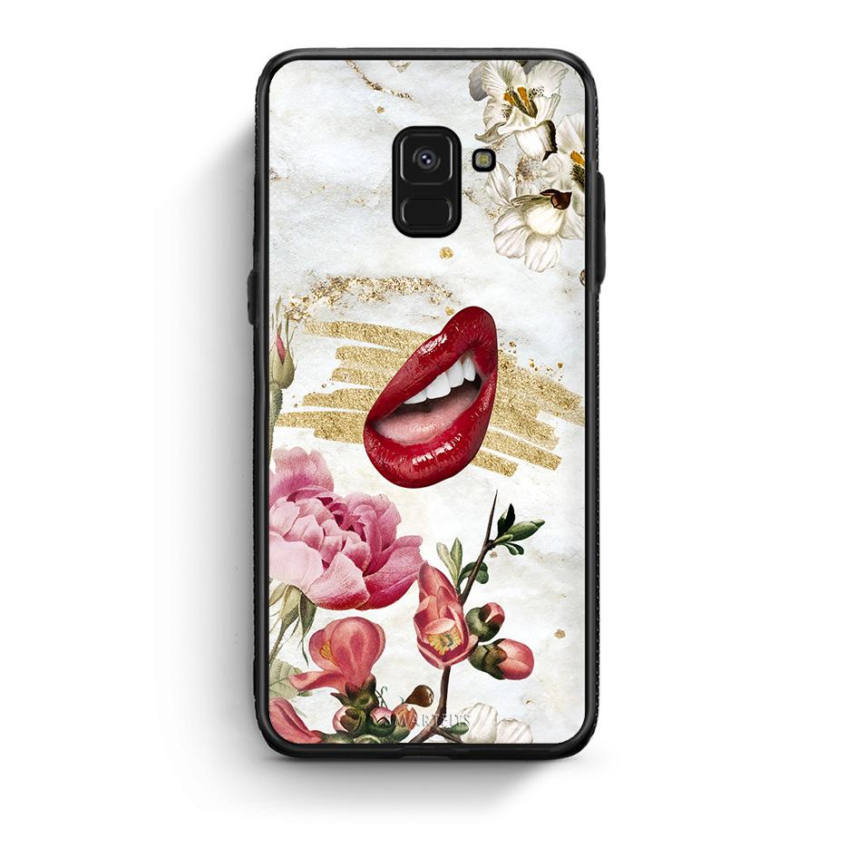 Samsung A8 Red Lips θήκη από τη Smartfits με σχέδιο στο πίσω μέρος και μαύρο περίβλημα | Smartphone case with colorful back and black bezels by Smartfits