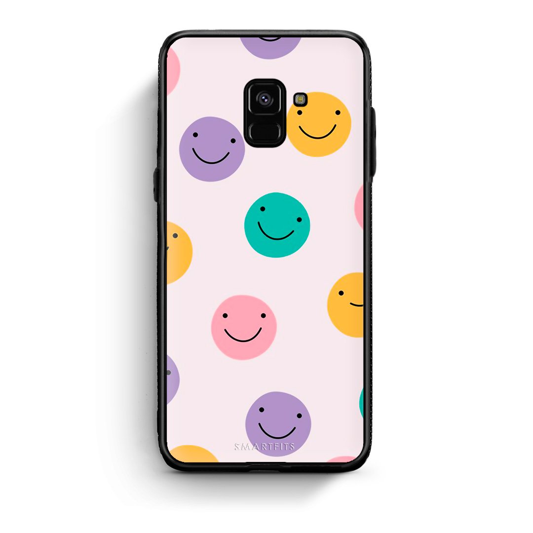 Samsung A8 Smiley Faces θήκη από τη Smartfits με σχέδιο στο πίσω μέρος και μαύρο περίβλημα | Smartphone case with colorful back and black bezels by Smartfits