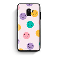 Thumbnail for Samsung A8 Smiley Faces θήκη από τη Smartfits με σχέδιο στο πίσω μέρος και μαύρο περίβλημα | Smartphone case with colorful back and black bezels by Smartfits