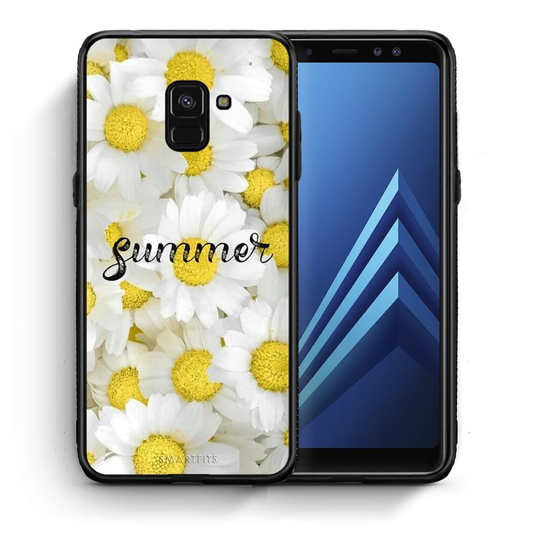 Θήκη Samsung A8 Summer Daisies από τη Smartfits με σχέδιο στο πίσω μέρος και μαύρο περίβλημα | Samsung A8 Summer Daisies case with colorful back and black bezels