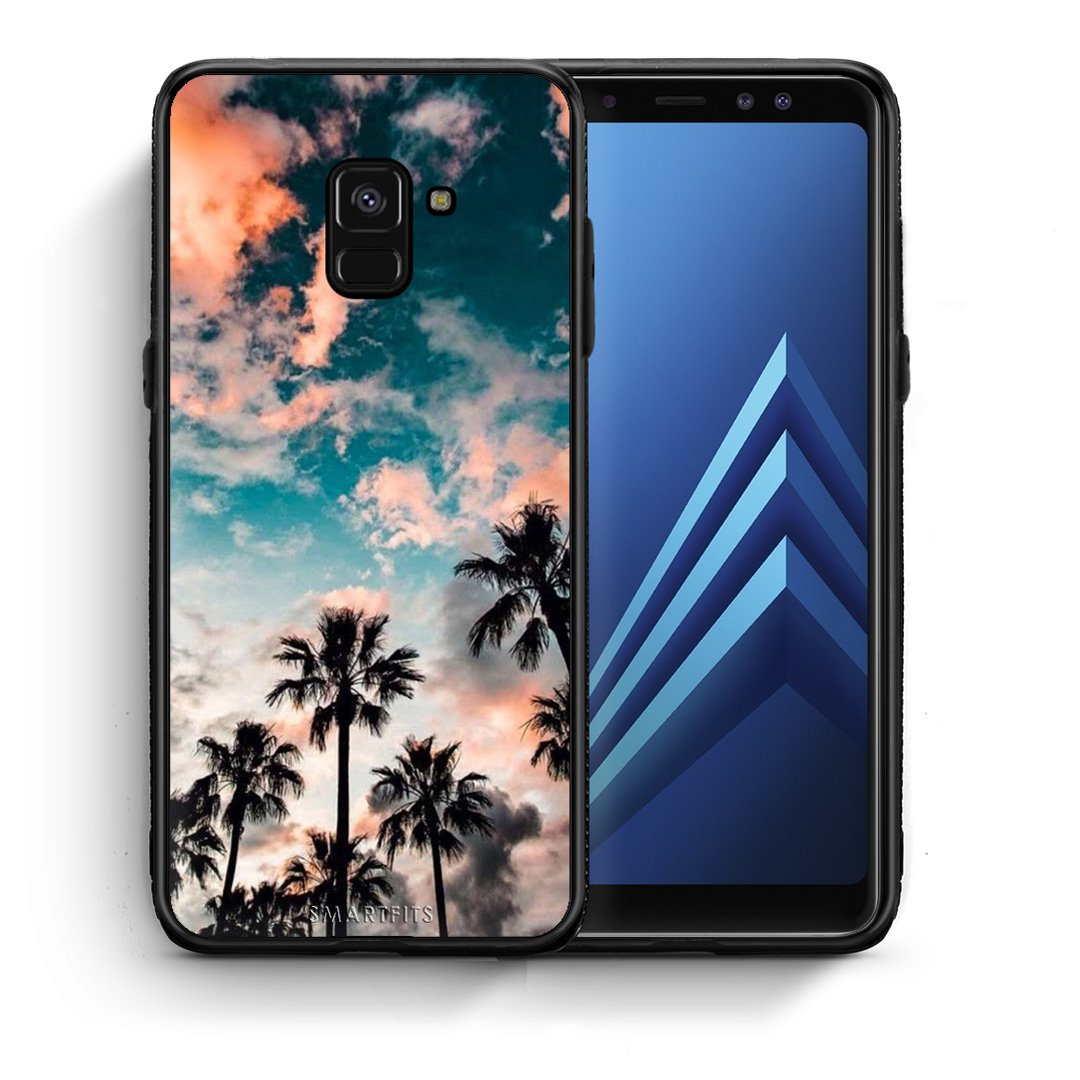 Θήκη Samsung A8 Sky Summer από τη Smartfits με σχέδιο στο πίσω μέρος και μαύρο περίβλημα | Samsung A8 Sky Summer case with colorful back and black bezels