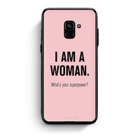Thumbnail for Samsung A8 Superpower Woman θήκη από τη Smartfits με σχέδιο στο πίσω μέρος και μαύρο περίβλημα | Smartphone case with colorful back and black bezels by Smartfits
