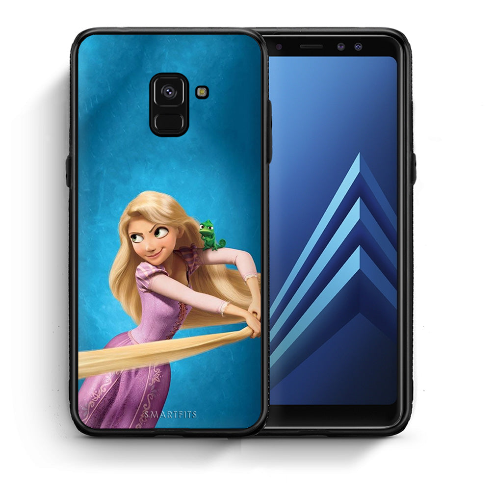 Θήκη Αγίου Βαλεντίνου Samsung A8 Tangled 2 από τη Smartfits με σχέδιο στο πίσω μέρος και μαύρο περίβλημα | Samsung A8 Tangled 2 case with colorful back and black bezels