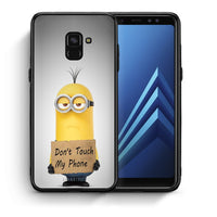 Thumbnail for Θήκη Samsung A8 Minion Text από τη Smartfits με σχέδιο στο πίσω μέρος και μαύρο περίβλημα | Samsung A8 Minion Text case with colorful back and black bezels