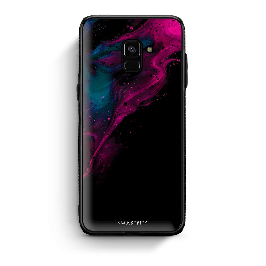 4 - Samsung A8 Pink Black Watercolor case, cover, bumper