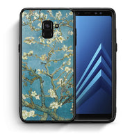 Thumbnail for Θήκη Samsung A8 White Blossoms από τη Smartfits με σχέδιο στο πίσω μέρος και μαύρο περίβλημα | Samsung A8 White Blossoms case with colorful back and black bezels