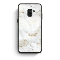 Thumbnail for Samsung A8 White Gold Marble θήκη από τη Smartfits με σχέδιο στο πίσω μέρος και μαύρο περίβλημα | Smartphone case with colorful back and black bezels by Smartfits