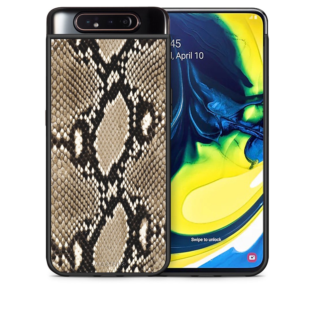Θήκη Samsung A80 Fashion Snake Animal από τη Smartfits με σχέδιο στο πίσω μέρος και μαύρο περίβλημα | Samsung A80 Fashion Snake Animal case with colorful back and black bezels