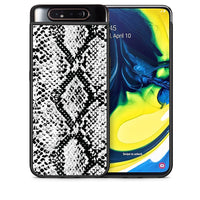 Thumbnail for Θήκη Samsung A80 White Snake Animal από τη Smartfits με σχέδιο στο πίσω μέρος και μαύρο περίβλημα | Samsung A80 White Snake Animal case with colorful back and black bezels
