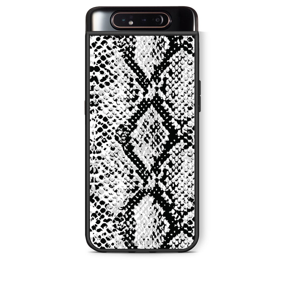24 - Samsung A80 White Snake Animal case, cover, bumper