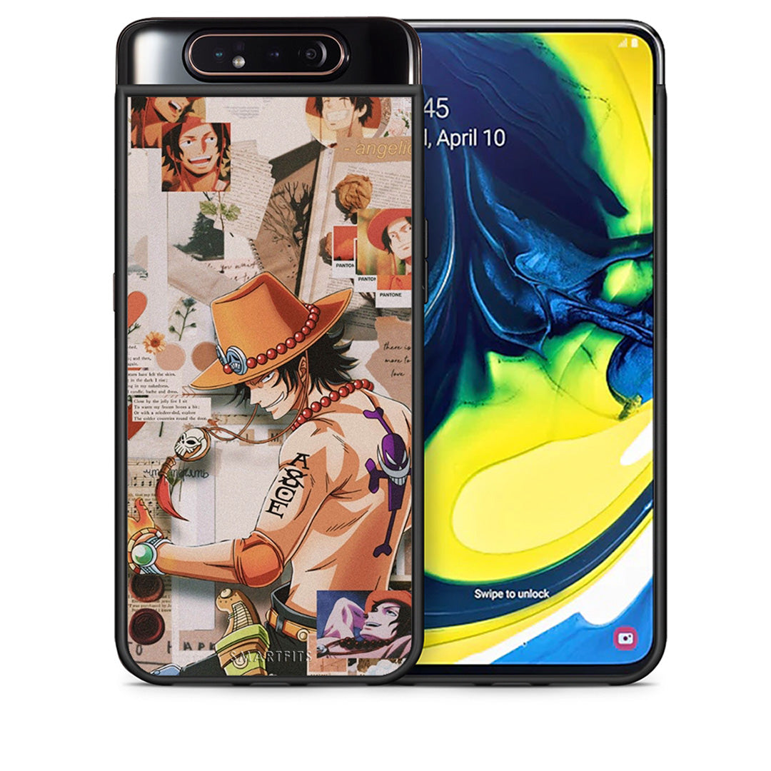 Θήκη Samsung A80 Anime Collage από τη Smartfits με σχέδιο στο πίσω μέρος και μαύρο περίβλημα | Samsung A80 Anime Collage case with colorful back and black bezels