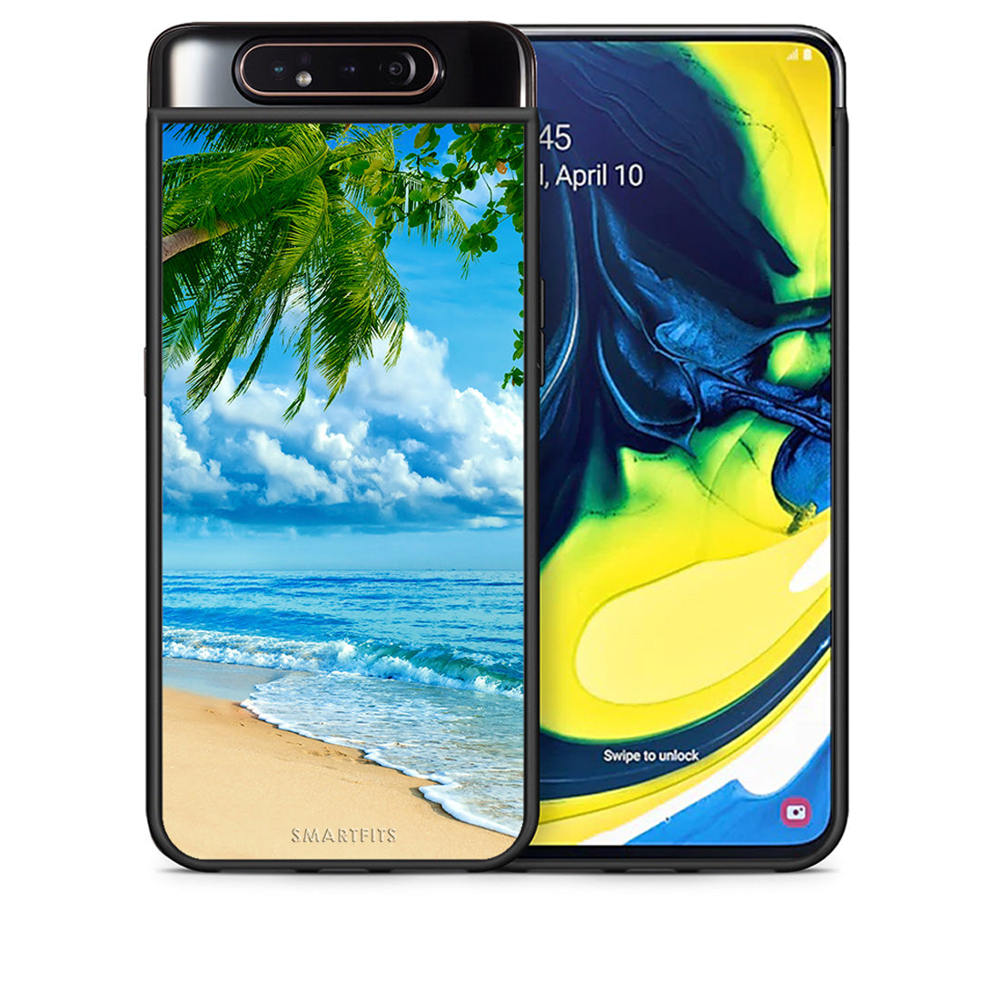 Θήκη Samsung A80 Beautiful Beach από τη Smartfits με σχέδιο στο πίσω μέρος και μαύρο περίβλημα | Samsung A80 Beautiful Beach case with colorful back and black bezels