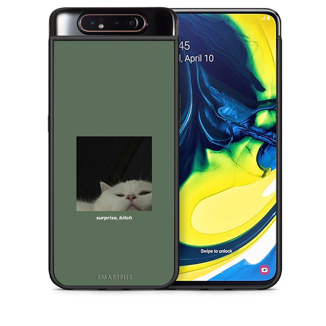 Θήκη Samsung A80 Bitch Surprise από τη Smartfits με σχέδιο στο πίσω μέρος και μαύρο περίβλημα | Samsung A80 Bitch Surprise case with colorful back and black bezels