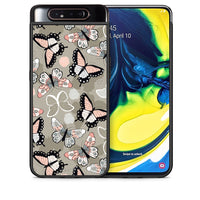 Thumbnail for Θήκη Samsung A80 Butterflies Boho από τη Smartfits με σχέδιο στο πίσω μέρος και μαύρο περίβλημα | Samsung A80 Butterflies Boho case with colorful back and black bezels