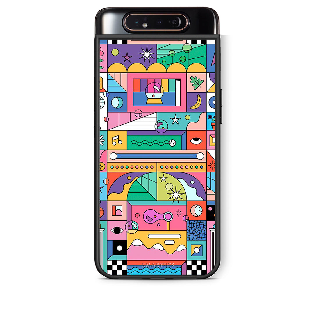 Samsung A80 Bubbles Soap θήκη από τη Smartfits με σχέδιο στο πίσω μέρος και μαύρο περίβλημα | Smartphone case with colorful back and black bezels by Smartfits