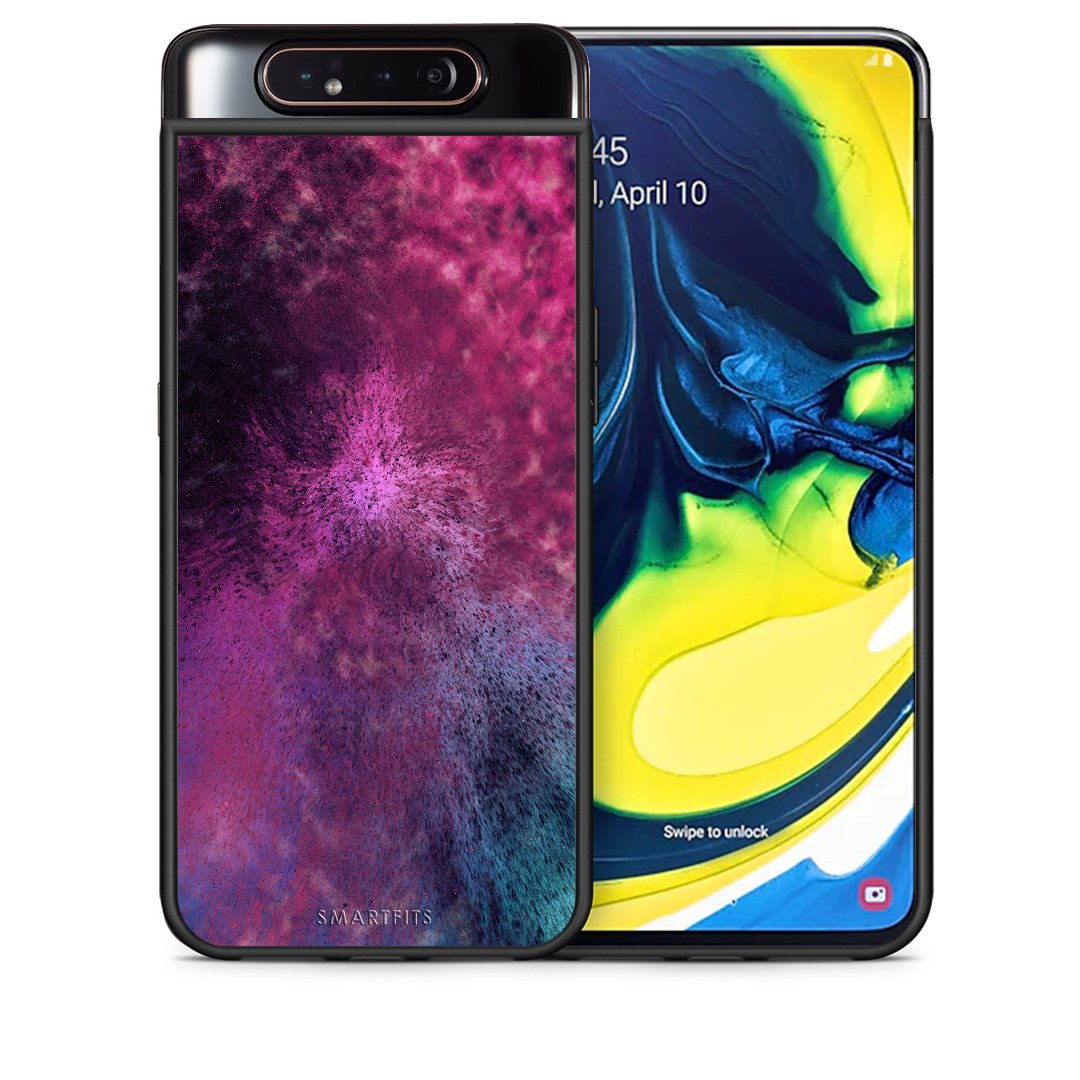 Θήκη Samsung A80 Aurora Galaxy από τη Smartfits με σχέδιο στο πίσω μέρος και μαύρο περίβλημα | Samsung A80 Aurora Galaxy case with colorful back and black bezels