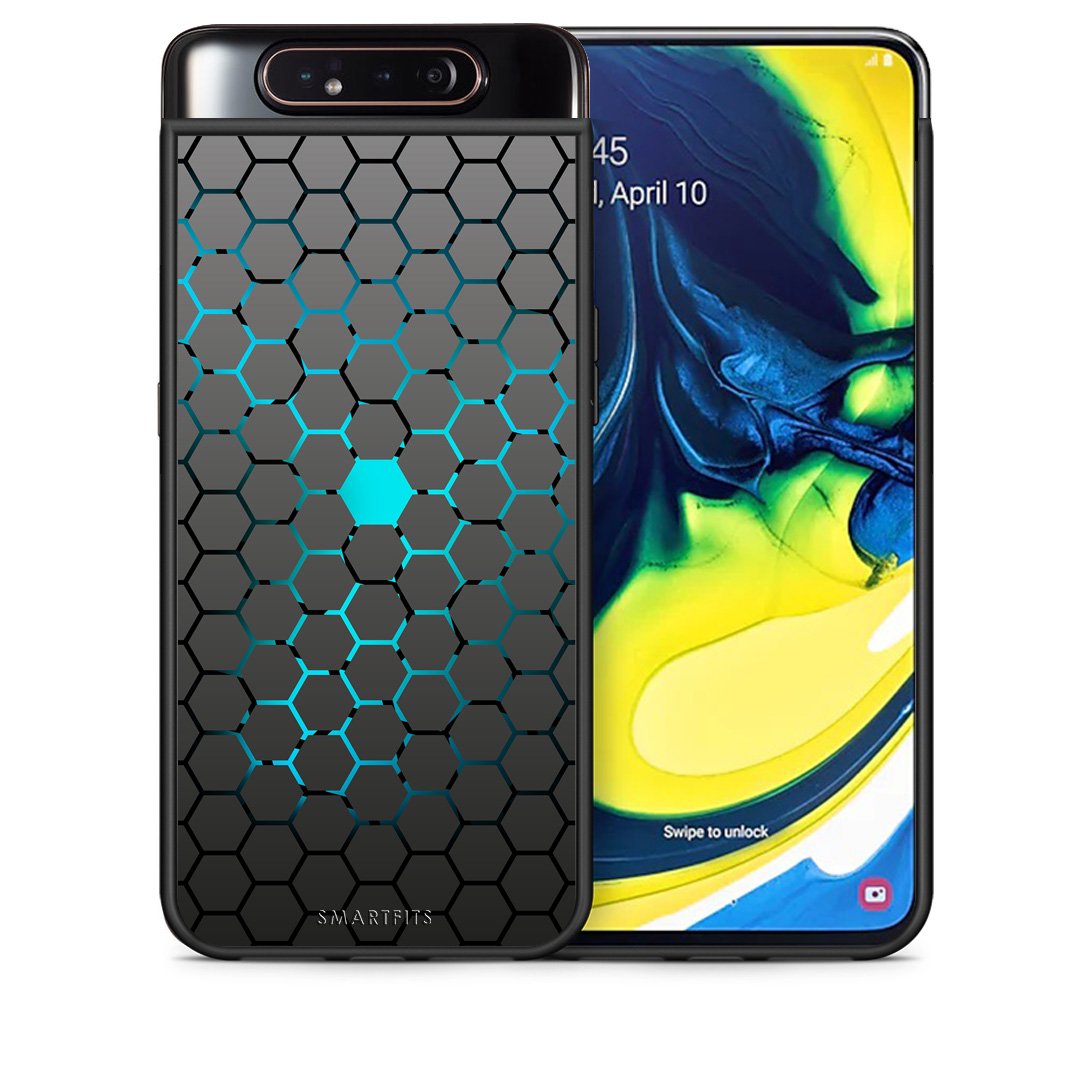 Θήκη Samsung A80 Hexagonal Geometric από τη Smartfits με σχέδιο στο πίσω μέρος και μαύρο περίβλημα | Samsung A80 Hexagonal Geometric case with colorful back and black bezels