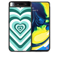 Thumbnail for Θήκη Samsung A80 Green Hearts από τη Smartfits με σχέδιο στο πίσω μέρος και μαύρο περίβλημα | Samsung A80 Green Hearts case with colorful back and black bezels