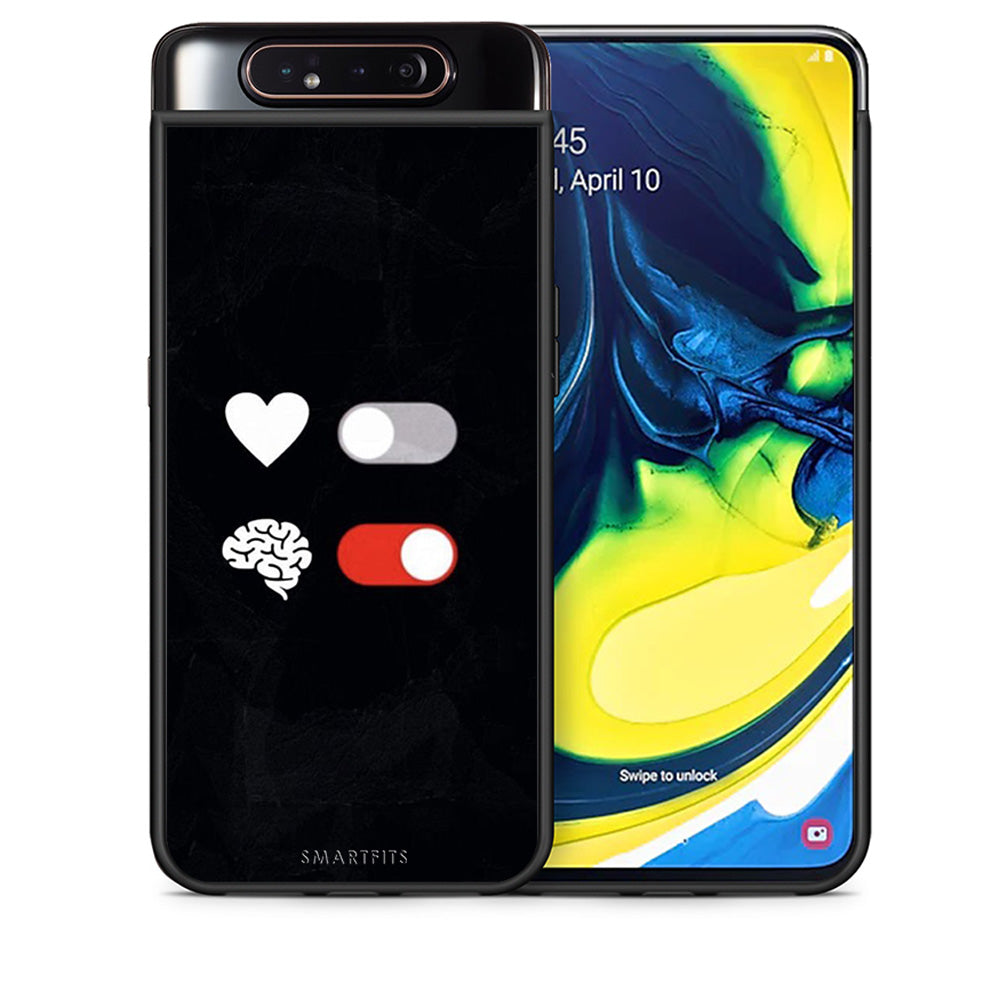 Θήκη Αγίου Βαλεντίνου Samsung A80 Heart Vs Brain από τη Smartfits με σχέδιο στο πίσω μέρος και μαύρο περίβλημα | Samsung A80 Heart Vs Brain case with colorful back and black bezels