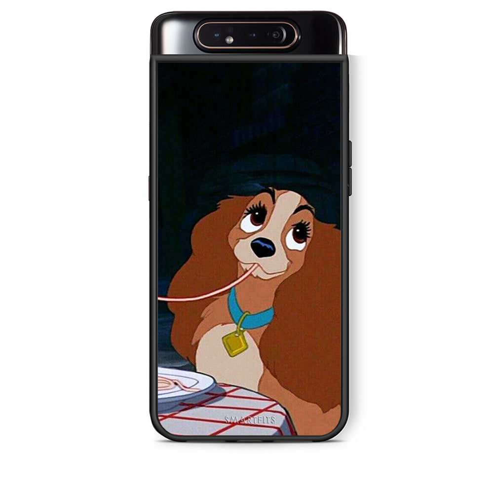 Samsung A80 Lady And Tramp 2 Θήκη Αγίου Βαλεντίνου από τη Smartfits με σχέδιο στο πίσω μέρος και μαύρο περίβλημα | Smartphone case with colorful back and black bezels by Smartfits