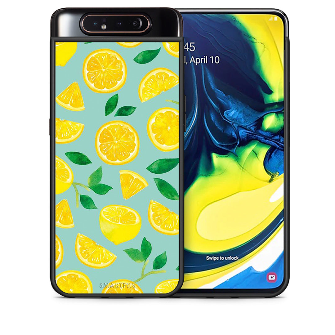 Θήκη Samsung A80 Lemons από τη Smartfits με σχέδιο στο πίσω μέρος και μαύρο περίβλημα | Samsung A80 Lemons case with colorful back and black bezels