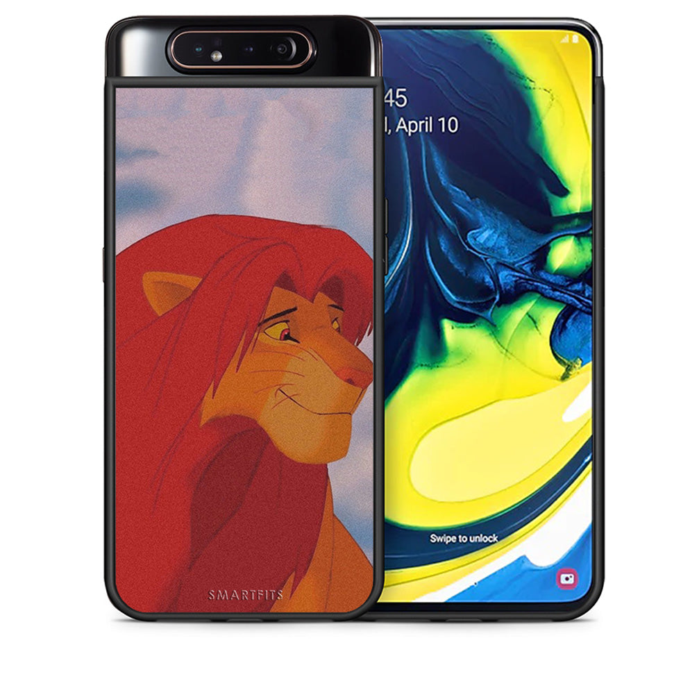 Θήκη Αγίου Βαλεντίνου Samsung A80 Lion Love 1 από τη Smartfits με σχέδιο στο πίσω μέρος και μαύρο περίβλημα | Samsung A80 Lion Love 1 case with colorful back and black bezels