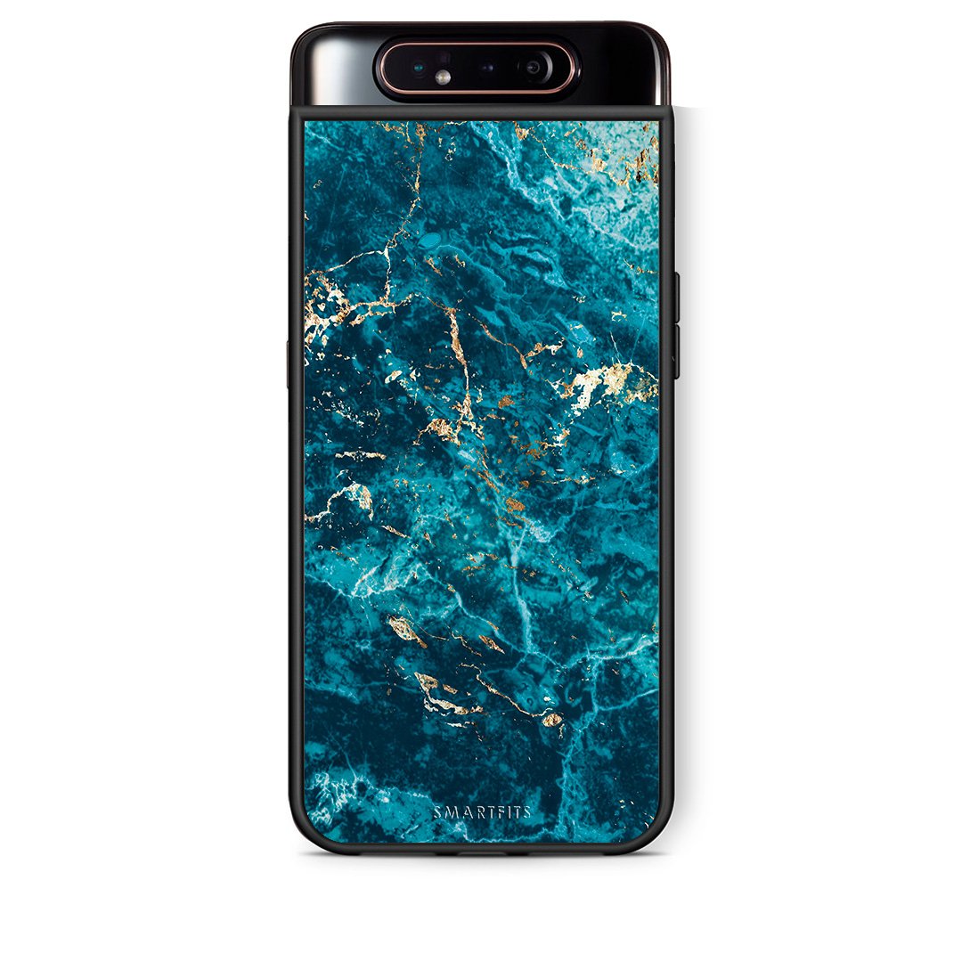 Samsung A80 Marble Blue θήκη από τη Smartfits με σχέδιο στο πίσω μέρος και μαύρο περίβλημα | Smartphone case with colorful back and black bezels by Smartfits