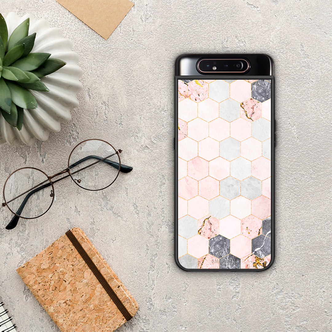 Marble Hexagon Pink - Samsung Galaxy A80 case