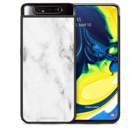 Thumbnail for Θήκη Samsung A80 White Marble από τη Smartfits με σχέδιο στο πίσω μέρος και μαύρο περίβλημα | Samsung A80 White Marble case with colorful back and black bezels