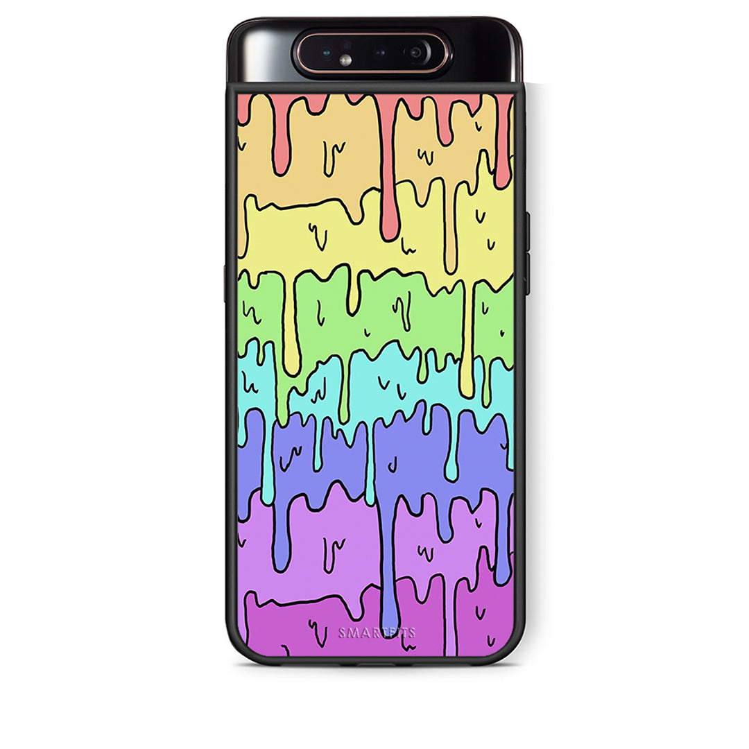 Samsung A80 Melting Rainbow θήκη από τη Smartfits με σχέδιο στο πίσω μέρος και μαύρο περίβλημα | Smartphone case with colorful back and black bezels by Smartfits