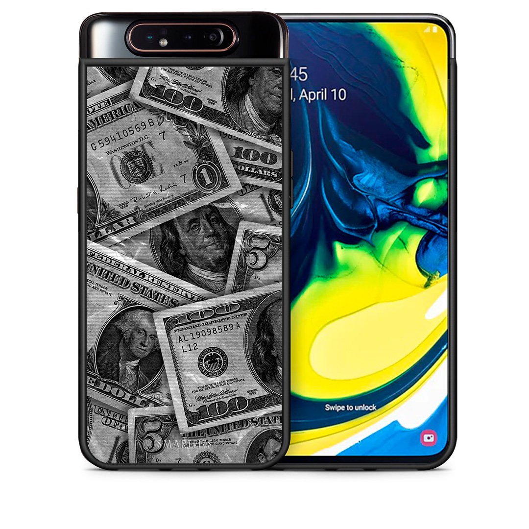 Θήκη Samsung A80 Money Dollars από τη Smartfits με σχέδιο στο πίσω μέρος και μαύρο περίβλημα | Samsung A80 Money Dollars case with colorful back and black bezels