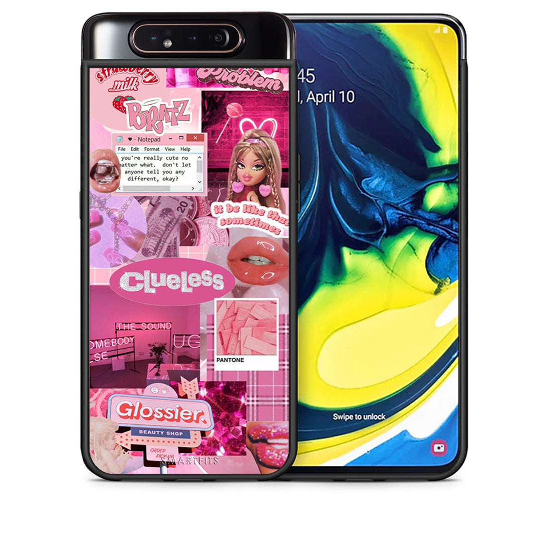 Θήκη Αγίου Βαλεντίνου Samsung A80 Pink Love από τη Smartfits με σχέδιο στο πίσω μέρος και μαύρο περίβλημα | Samsung A80 Pink Love case with colorful back and black bezels