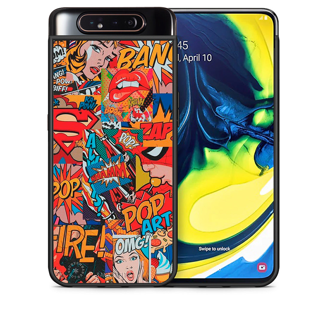Θήκη Samsung A80 PopArt OMG από τη Smartfits με σχέδιο στο πίσω μέρος και μαύρο περίβλημα | Samsung A80 PopArt OMG case with colorful back and black bezels
