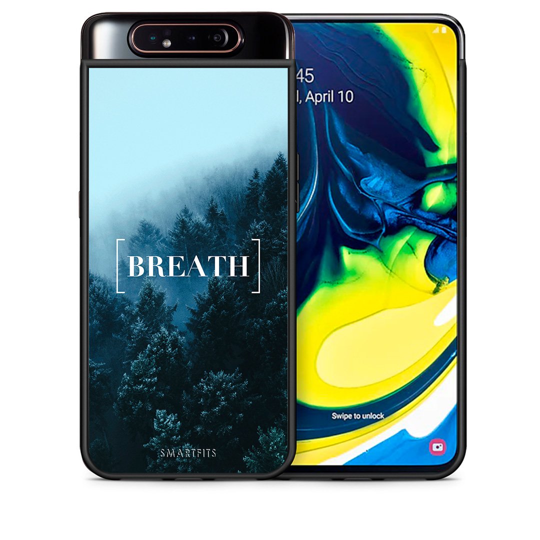 Θήκη Samsung A80 Breath Quote από τη Smartfits με σχέδιο στο πίσω μέρος και μαύρο περίβλημα | Samsung A80 Breath Quote case with colorful back and black bezels