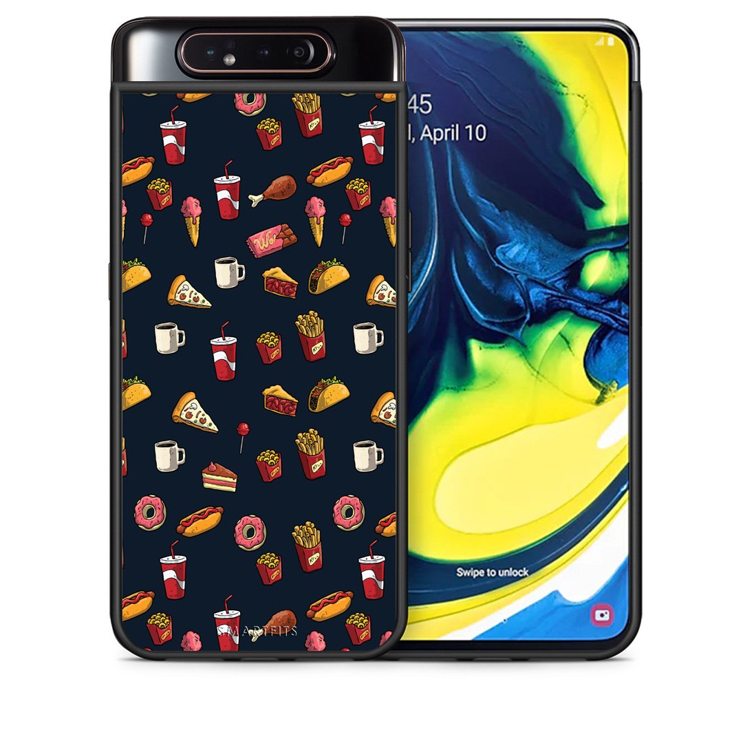 Θήκη Samsung A80 Hungry Random από τη Smartfits με σχέδιο στο πίσω μέρος και μαύρο περίβλημα | Samsung A80 Hungry Random case with colorful back and black bezels