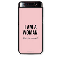 Thumbnail for Samsung A80 Superpower Woman θήκη από τη Smartfits με σχέδιο στο πίσω μέρος και μαύρο περίβλημα | Smartphone case with colorful back and black bezels by Smartfits